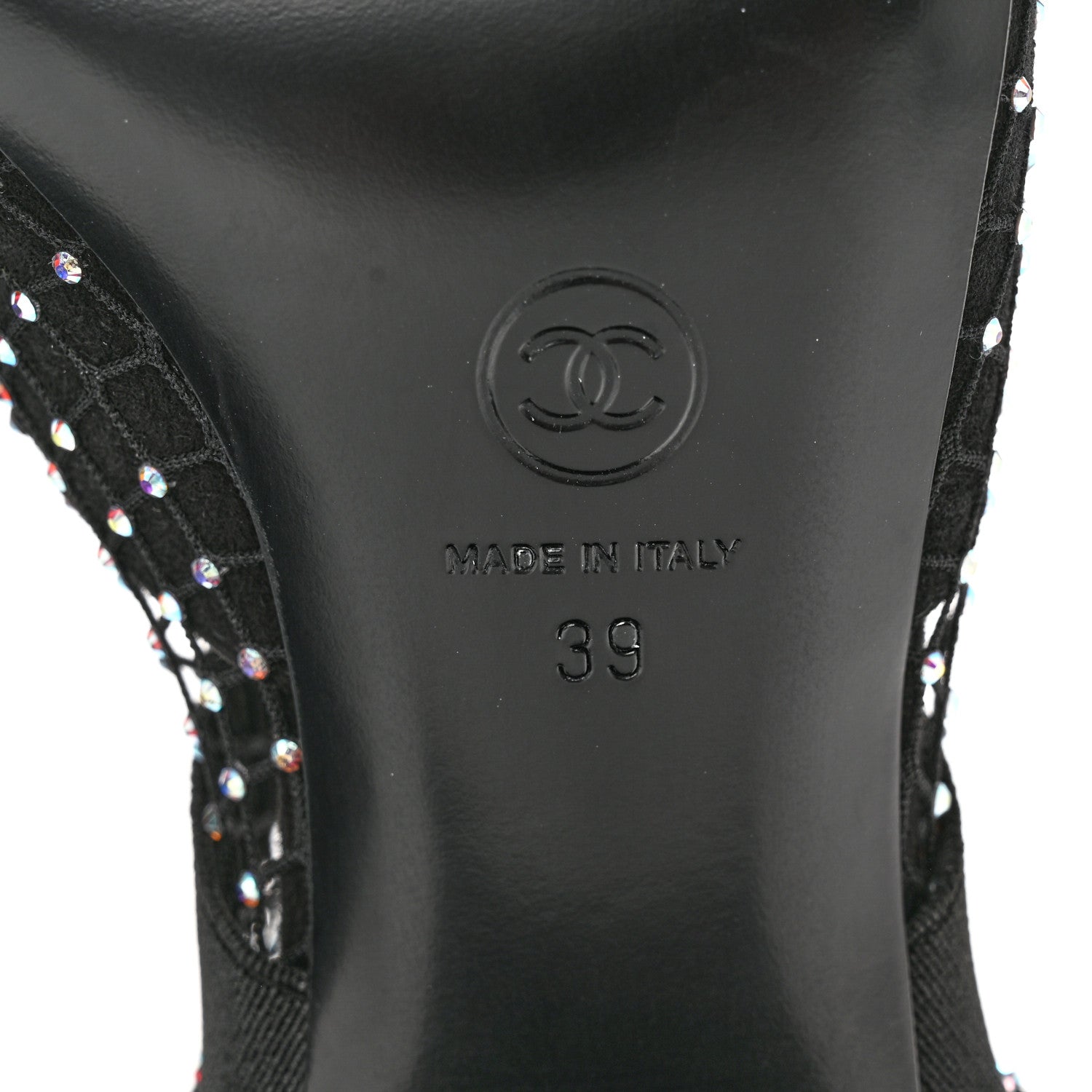 Chanel Resille Strass Kid Suede Patent Mary Jane Short Boots 39 Black 6 of 11