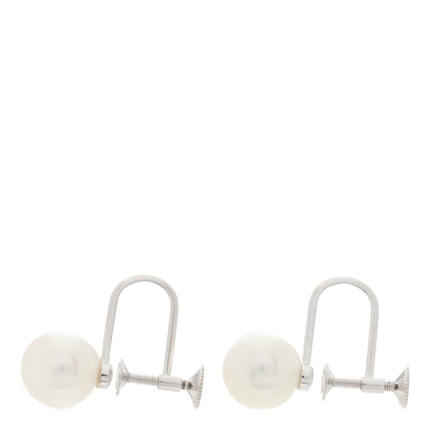 Mikimoto 18K White Gold Akoya Pearl 7.5-8mm Screw Back Earrings 2 of 3