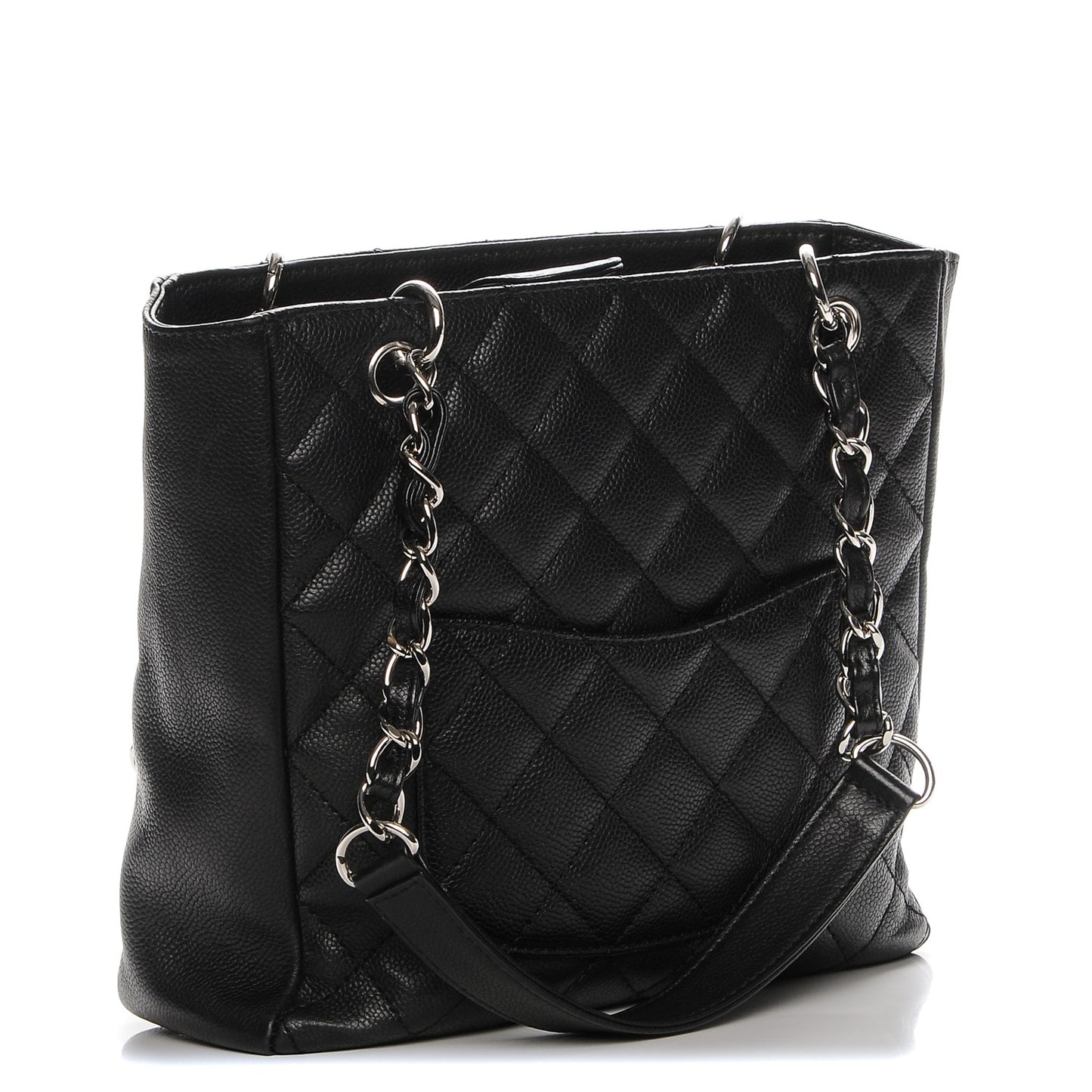 Caviar Quilted Petit Shopping Tote PST Black