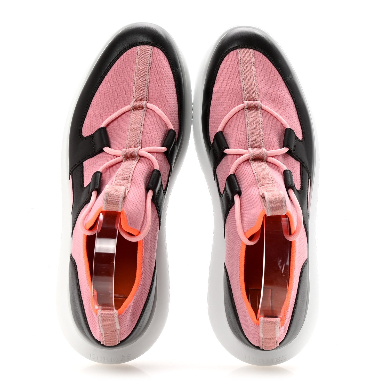 Hermes Technical Canvas Calfskin Mens Duel Sneakers 43 Pink Brown 2 of 8