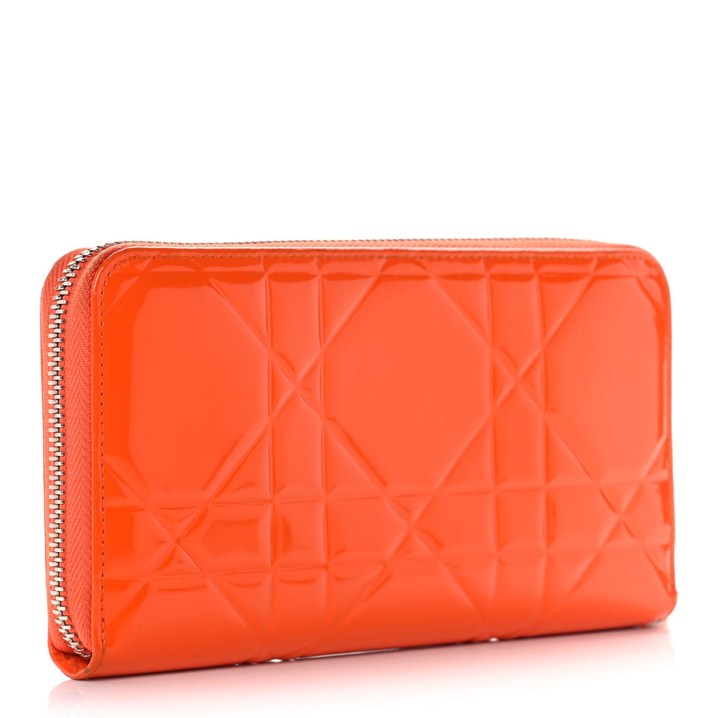 Patent Cannage Zip Around Wallet Orange