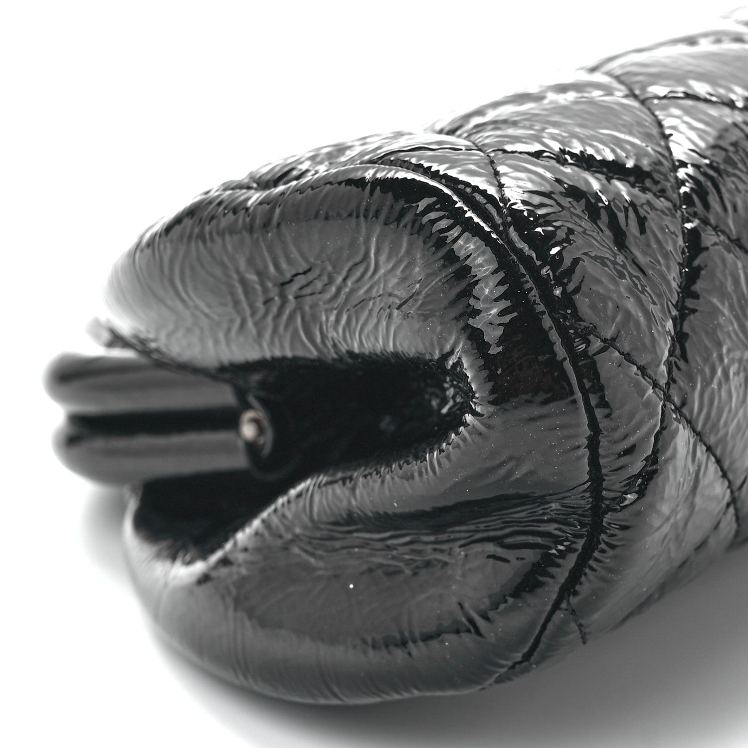 Chanel Distressed Patent Quilted Timeless Clutch Black 10 of 11