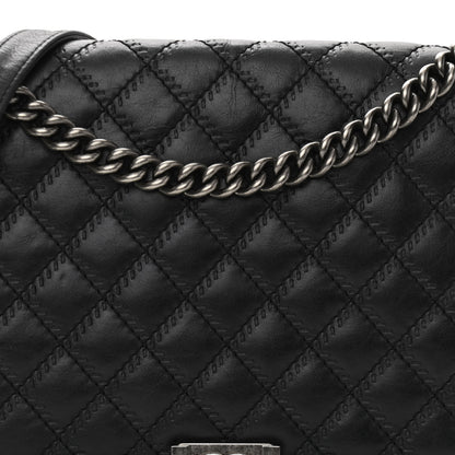 Chanel Calfskin Embossed Stitch Large Boy Flap Black 8 of 11