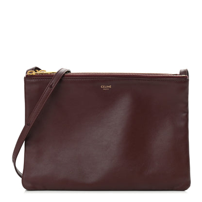 Celine Lambskin Large Trio Crossbody Bag Burgundy 1 of 11
