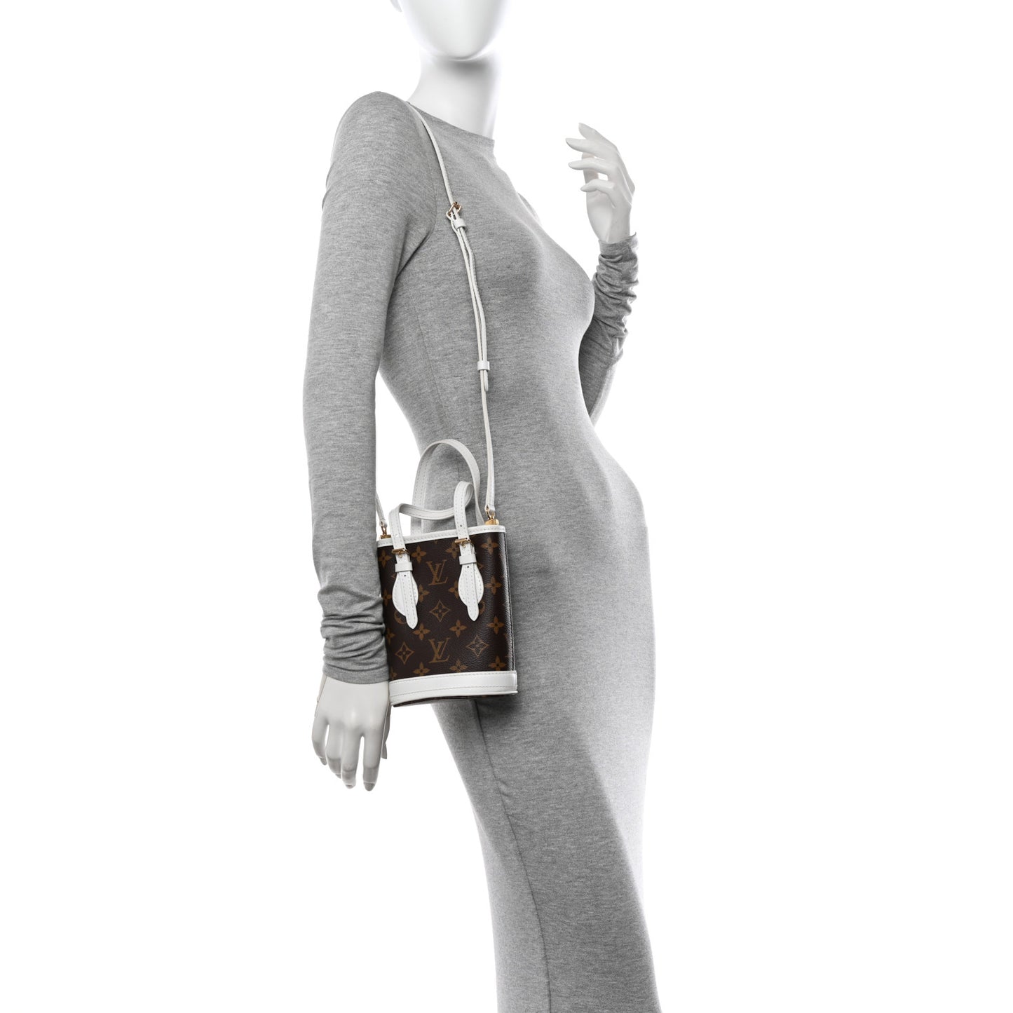 Monogram LV Match Nano Bucket Bag White