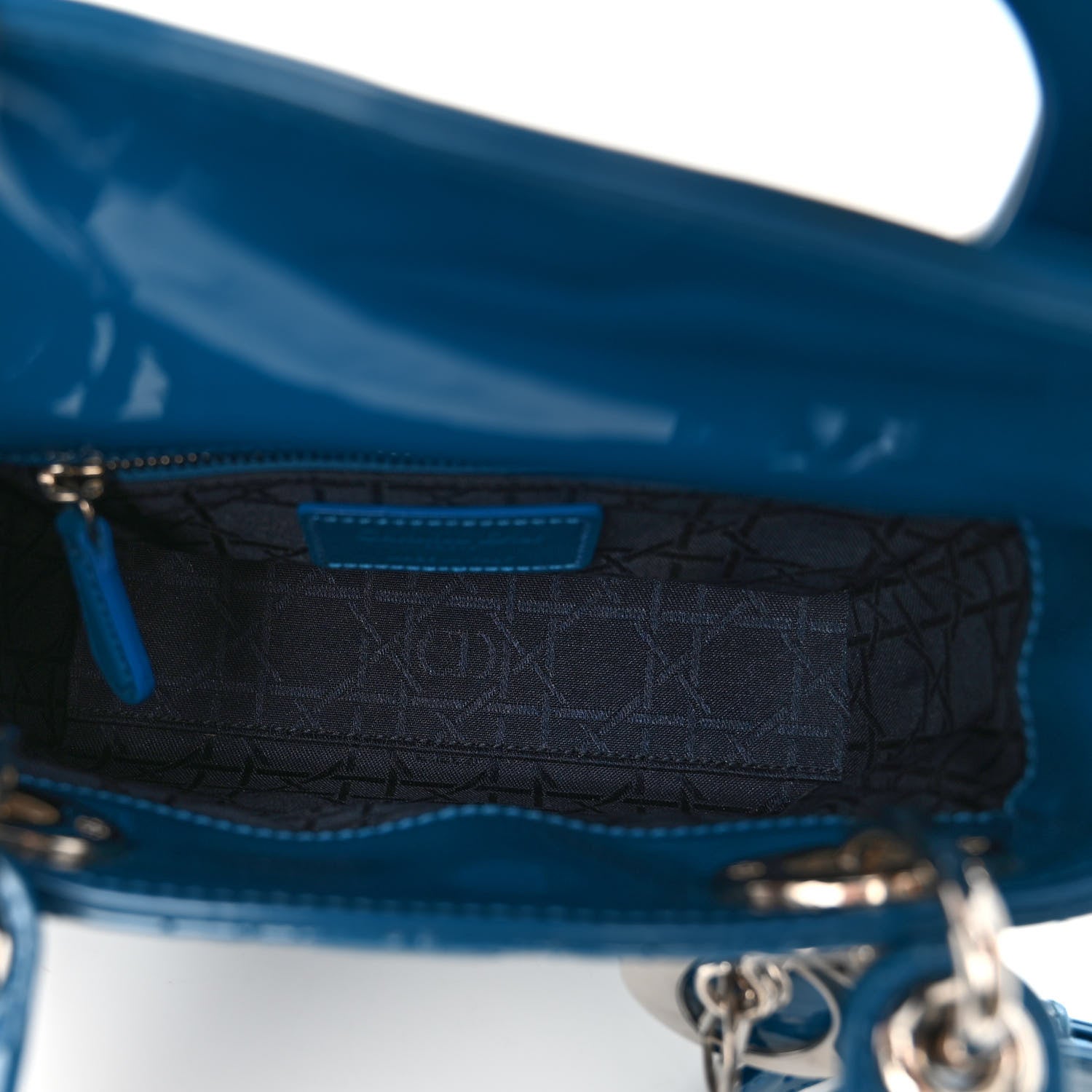 Christian Dior Patent Cannage Mini Lady Dior Blue 5 of 9