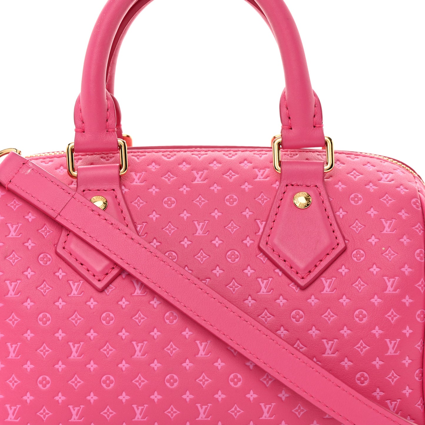 Calfskin Nanogram Embossed Speedy Bandouliere 20 Rose
