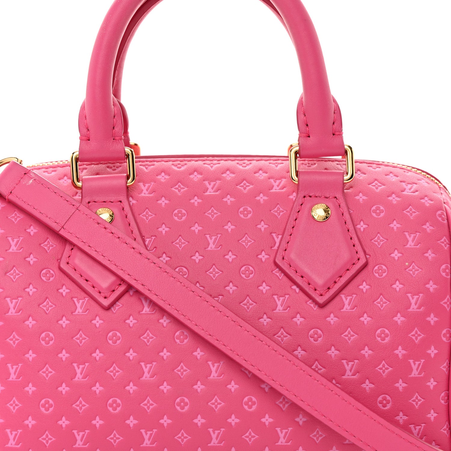 Louis Vuitton Calfskin Nanogram Embossed Speedy Bandouliere 20 Rose 7 of 17