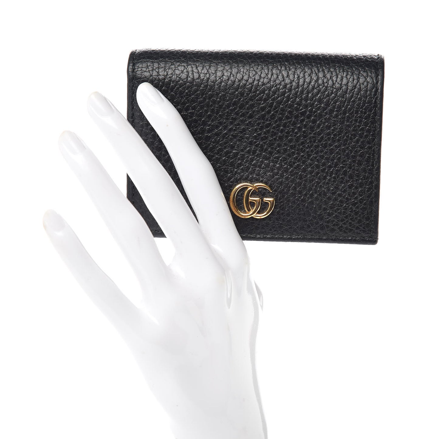 Pebbled Calfskin GG Marmont Card Case Black