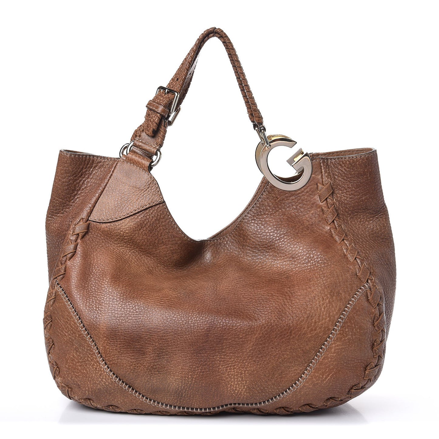 Grained Calfskin Medium Charlotte Hobo Light Brown