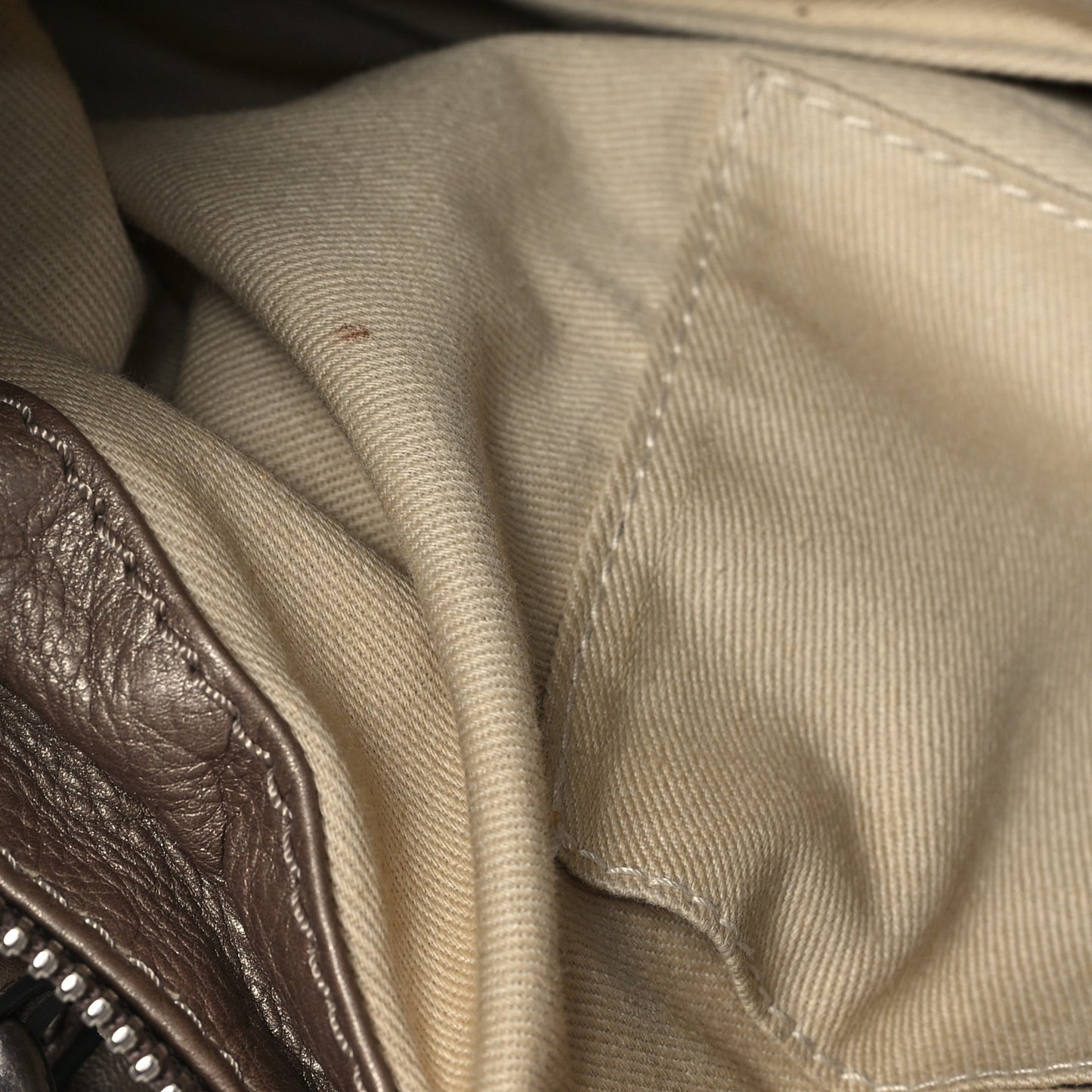 Metallic Calfskin Paddington Satchel Taupe