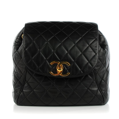 Chanel Lambskin Quilted Drawstring Backpack Black 1 of 9