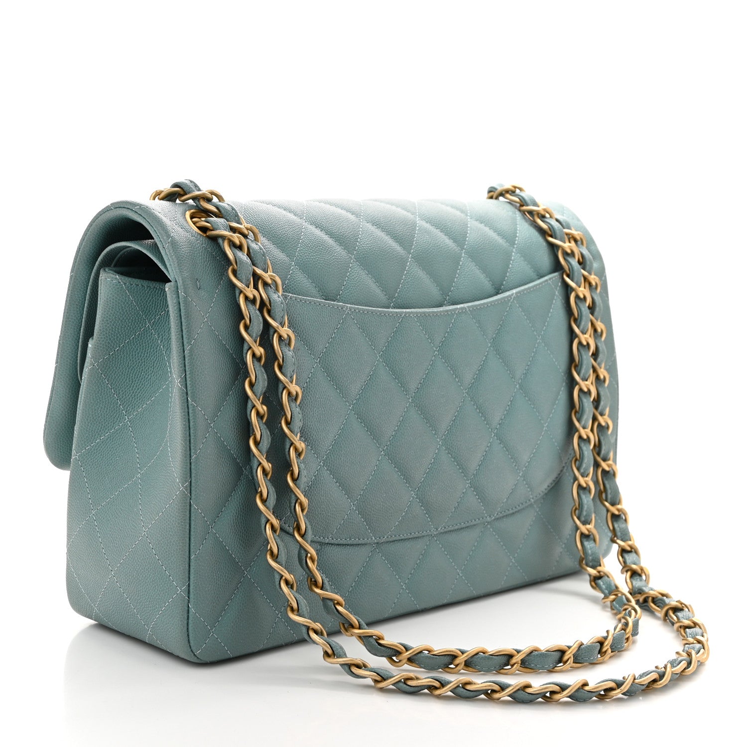 Chanel Iridescent Caviar Quilted Jumbo Double Flap Light Blue 3 of 10