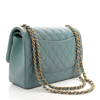 Chanel Iridescent Caviar Quilted Jumbo Double Flap Light Blue 3 of 10