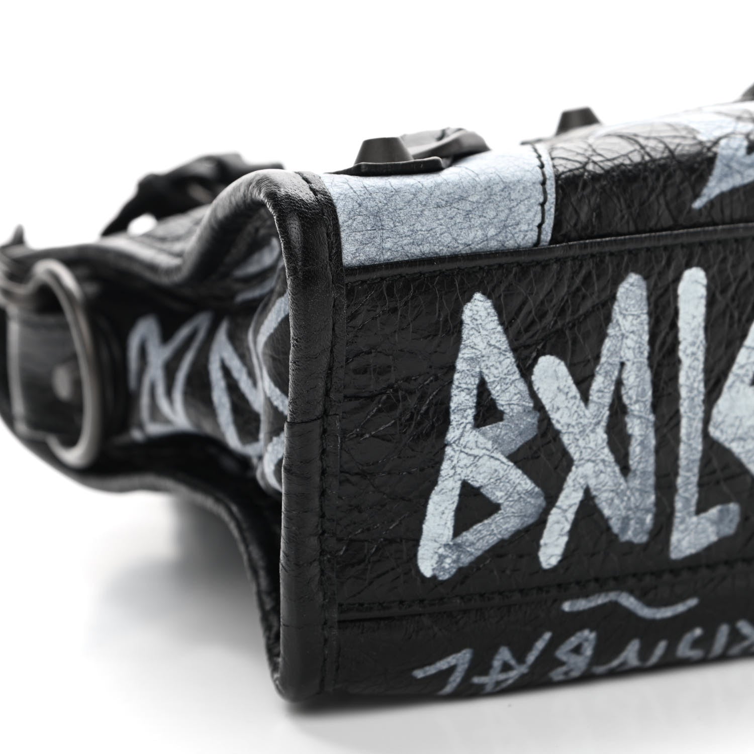 Balenciaga Agneau Arena Graffiti All Over Classic Hardware Mini City Black White 10 of 11