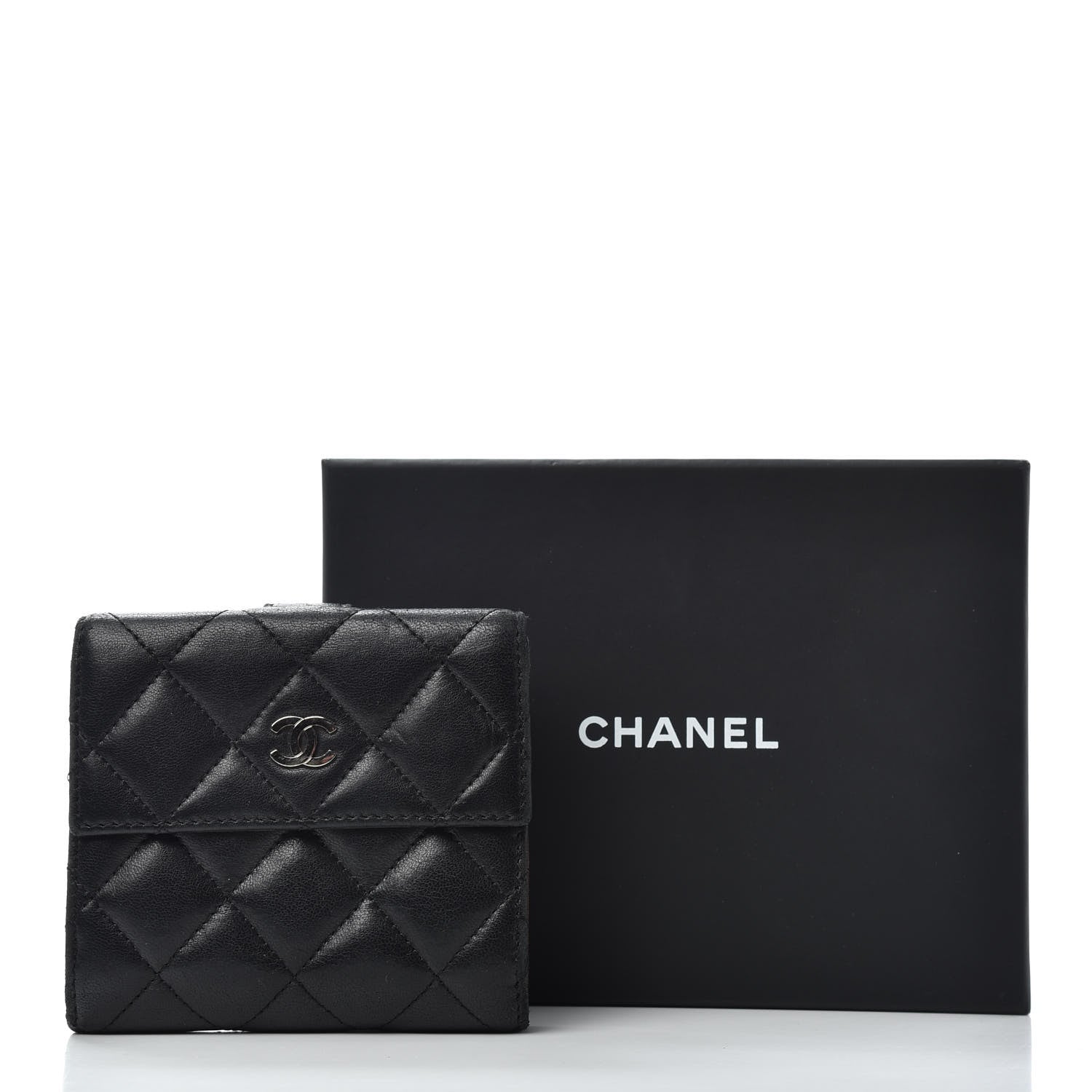 Chanel Lambskin Quilted Compact French Flap Wallet Black 8 of 8