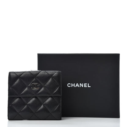 Chanel Lambskin Quilted Compact French Flap Wallet Black 8 of 8
