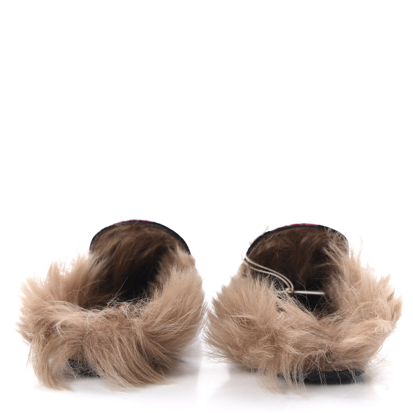 Velvet Fur Floral Womens Princetown Slippers 38 Black