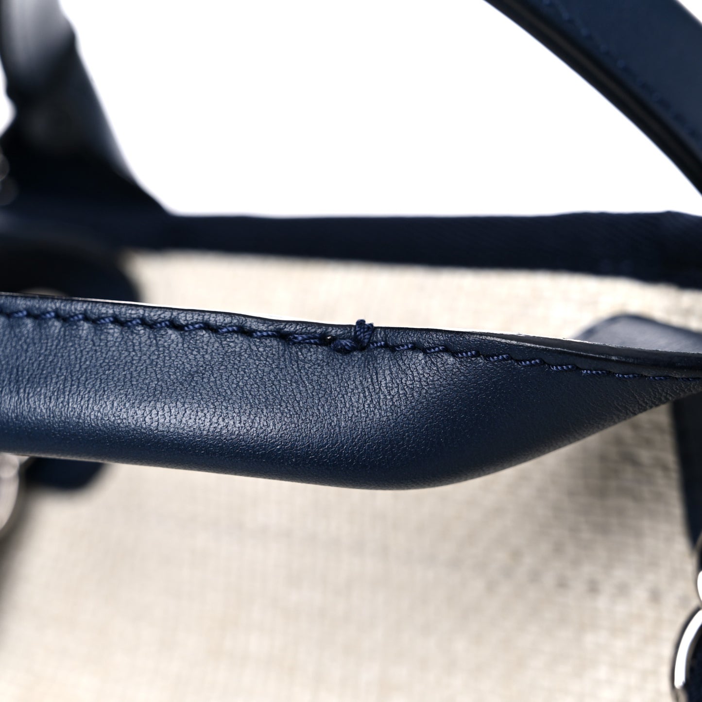 Woven Straw Raffia Medium Deauville Tote White Navy