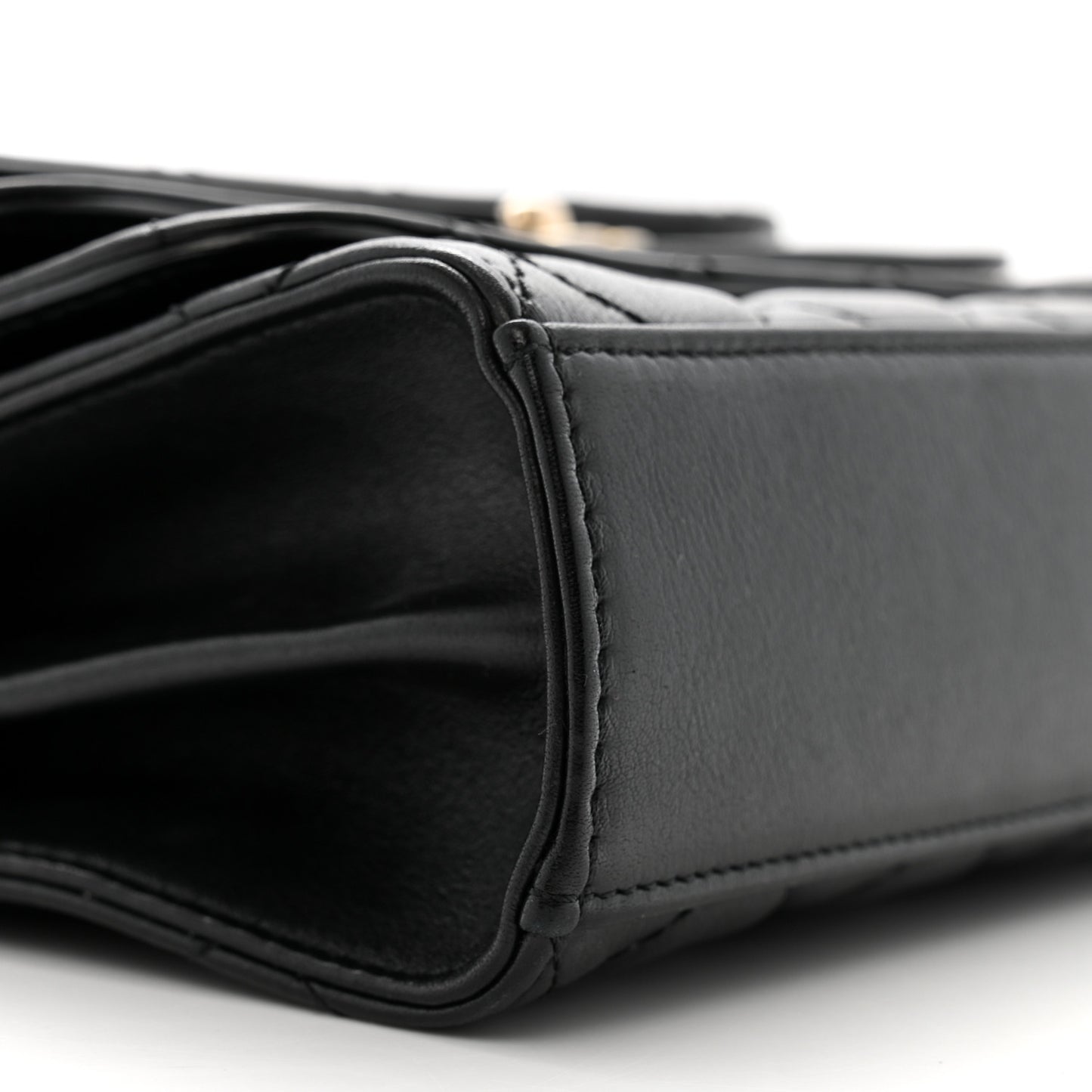 Calfskin Quilted Triple Flap Black