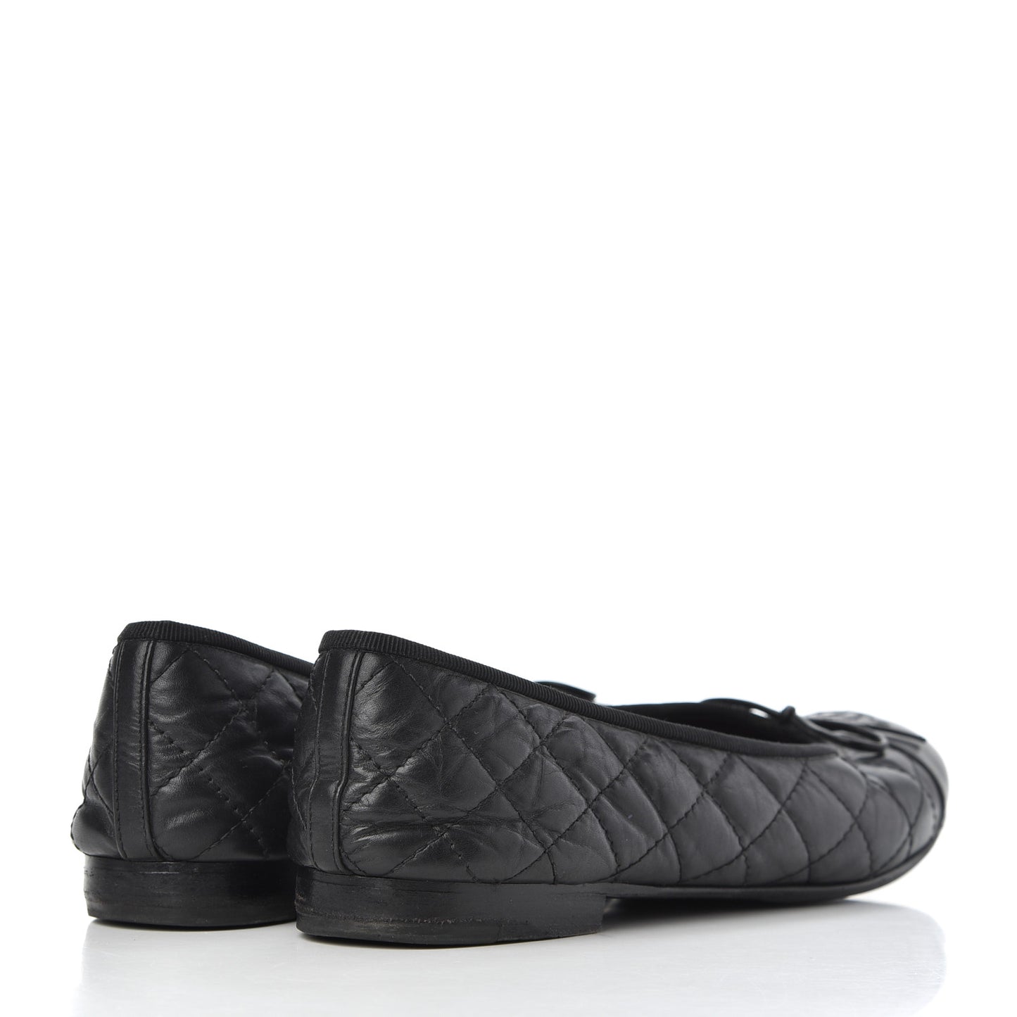 Aged Calfskin Quilted CC Cap Toe Ballerina Flats 39.5 Black
