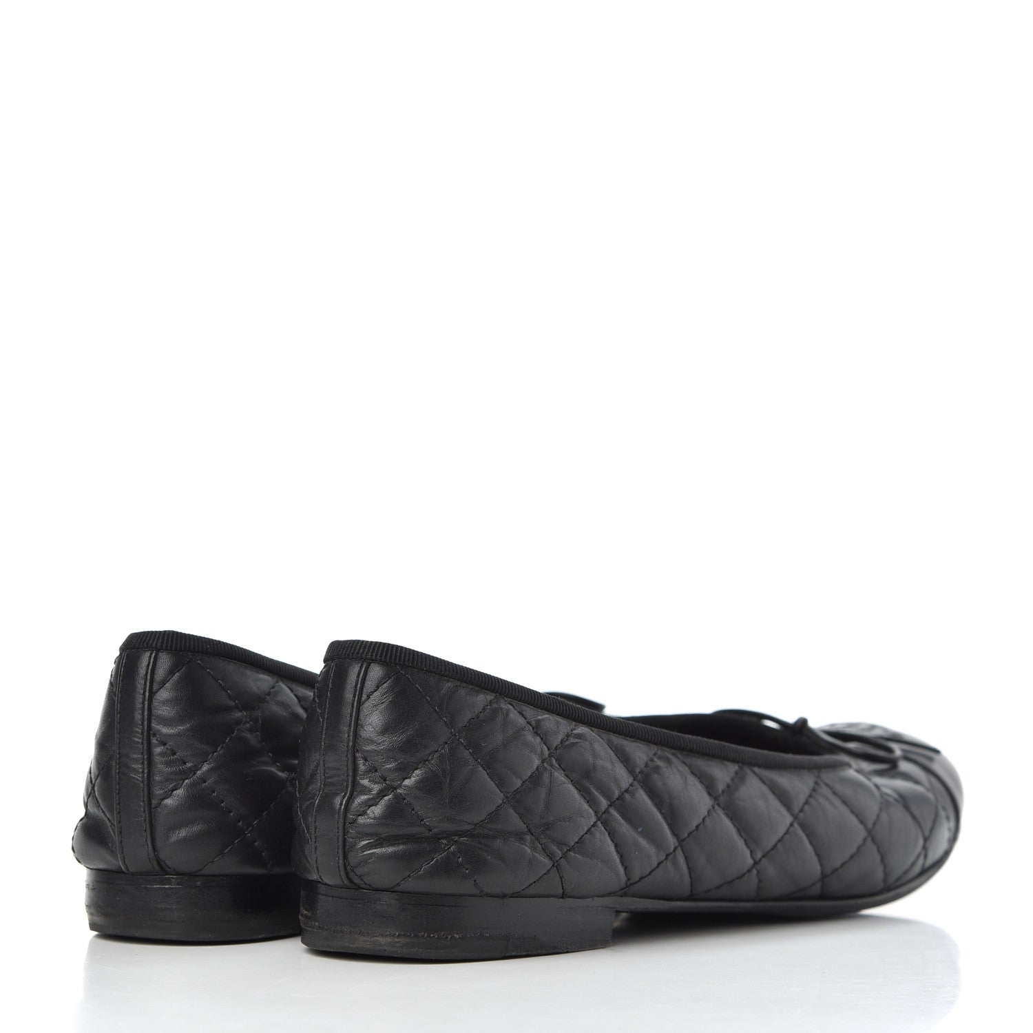Chanel Aged Calfskin Quilted CC Cap Toe Ballerina Flats 39.5 Black 4 of 21