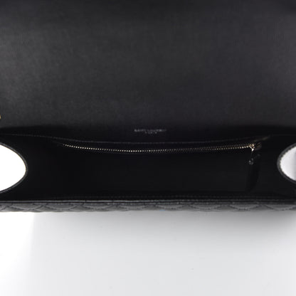 Saint Laurent Grain De Poudre Textured Mixed Matelasse Large Triquilt Monogram Satchel Black 5 of 10