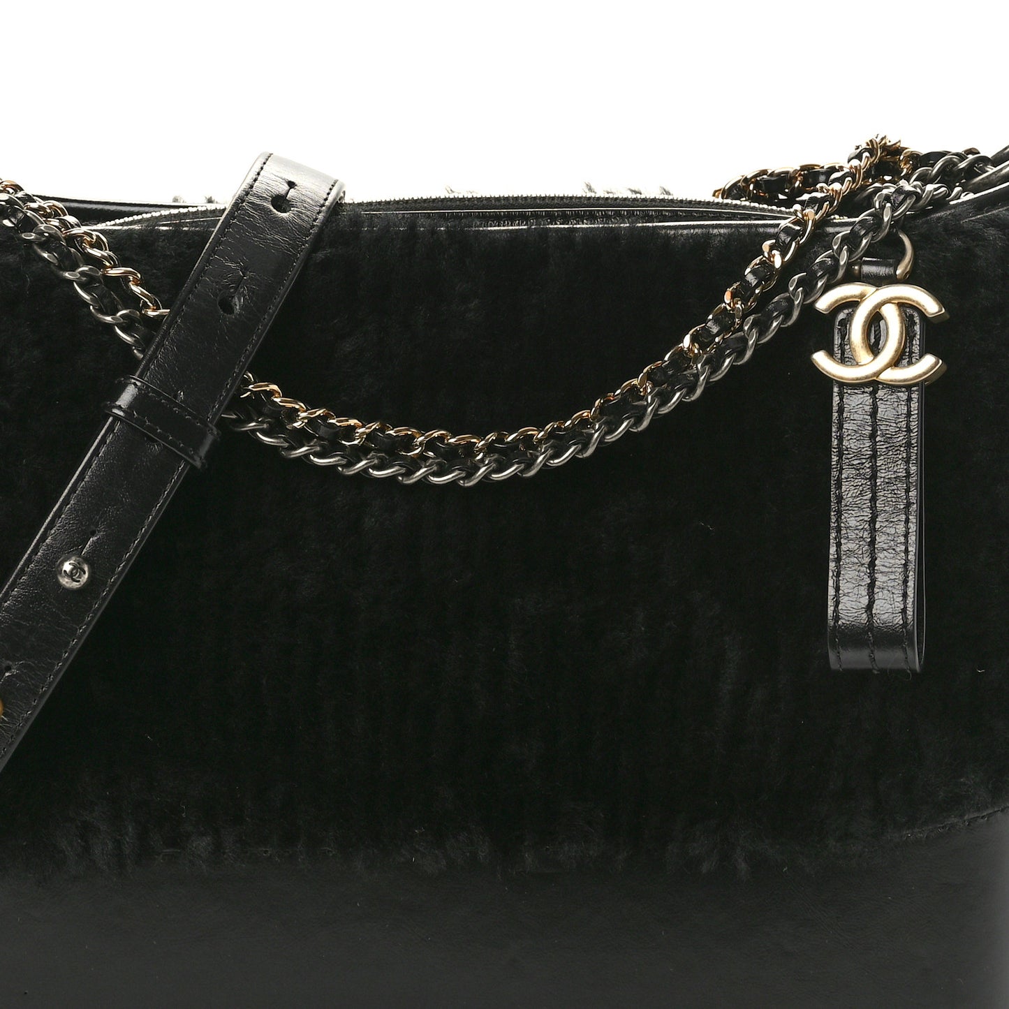 Shearling Medium Gabrielle Hobo Black