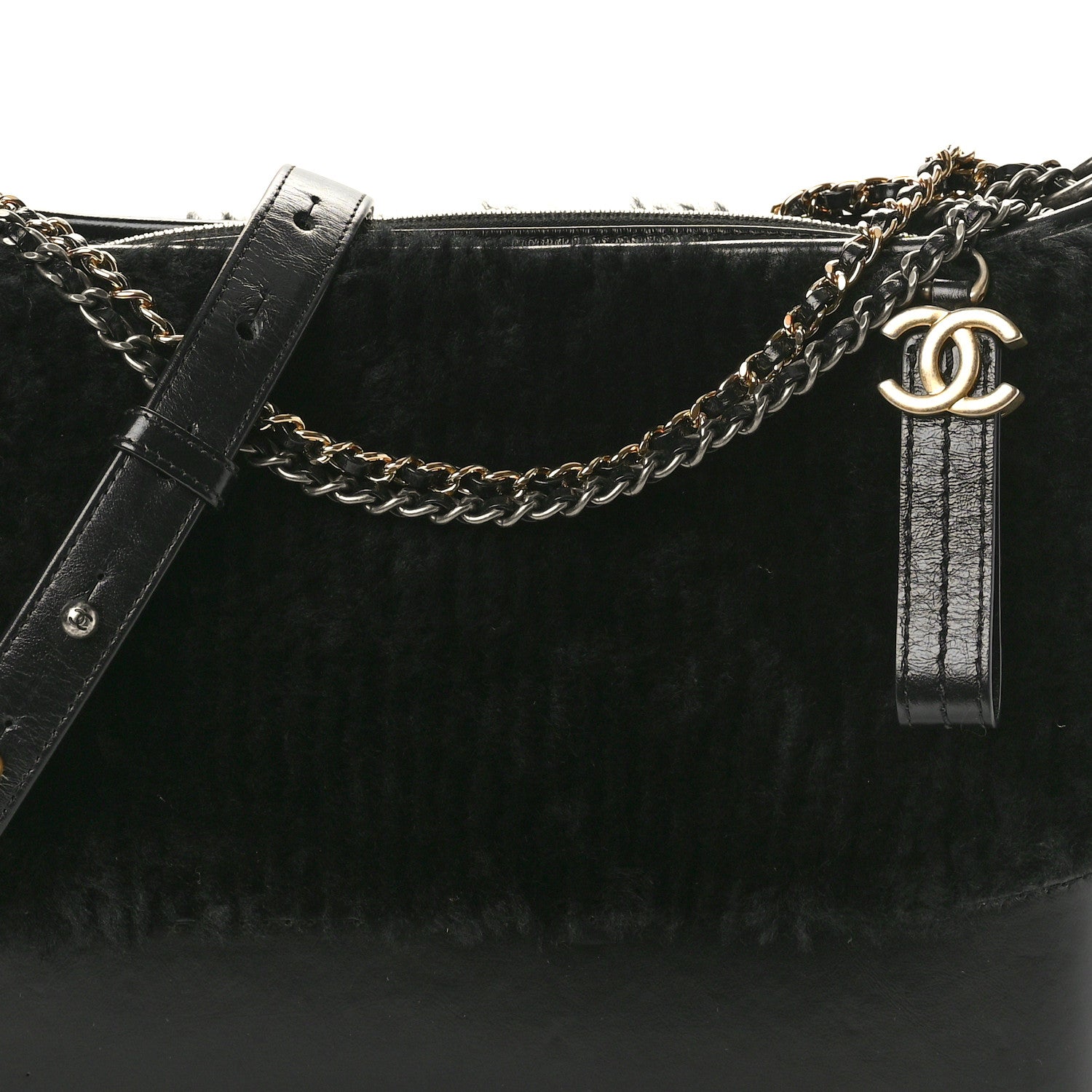 Chanel Shearling Medium Gabrielle Hobo Black 8 of 10