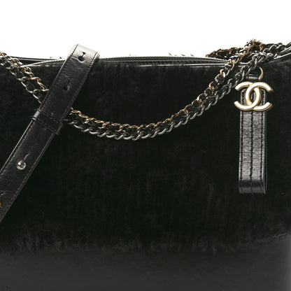 Chanel Shearling Medium Gabrielle Hobo Black 8 of 10