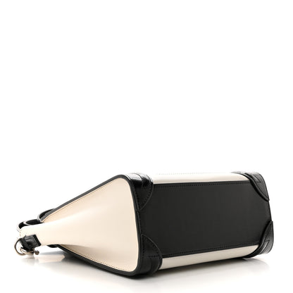 Celine Smooth Calfskin Lizard Embossed Nano Luggage White Black 4 of 9