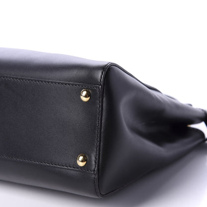 Fendi Vitello Morgan Fabric Jacquard Pequin Medium Peekaboo Iconic Satchel Black Tobacco 8 of 12