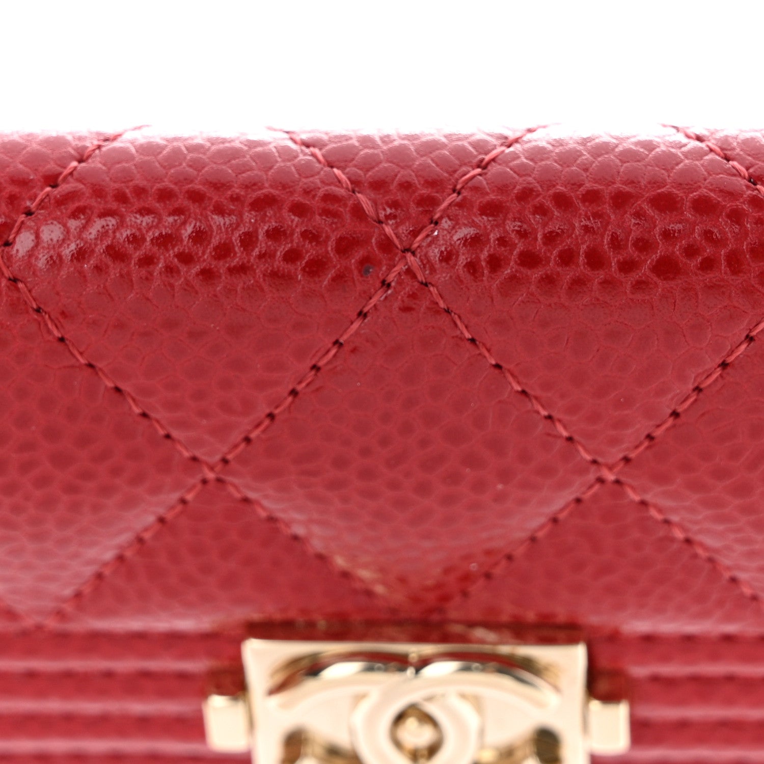 Chanel Caviar Quilted Boy Flap Card Holder Wallet Red 9 of 10