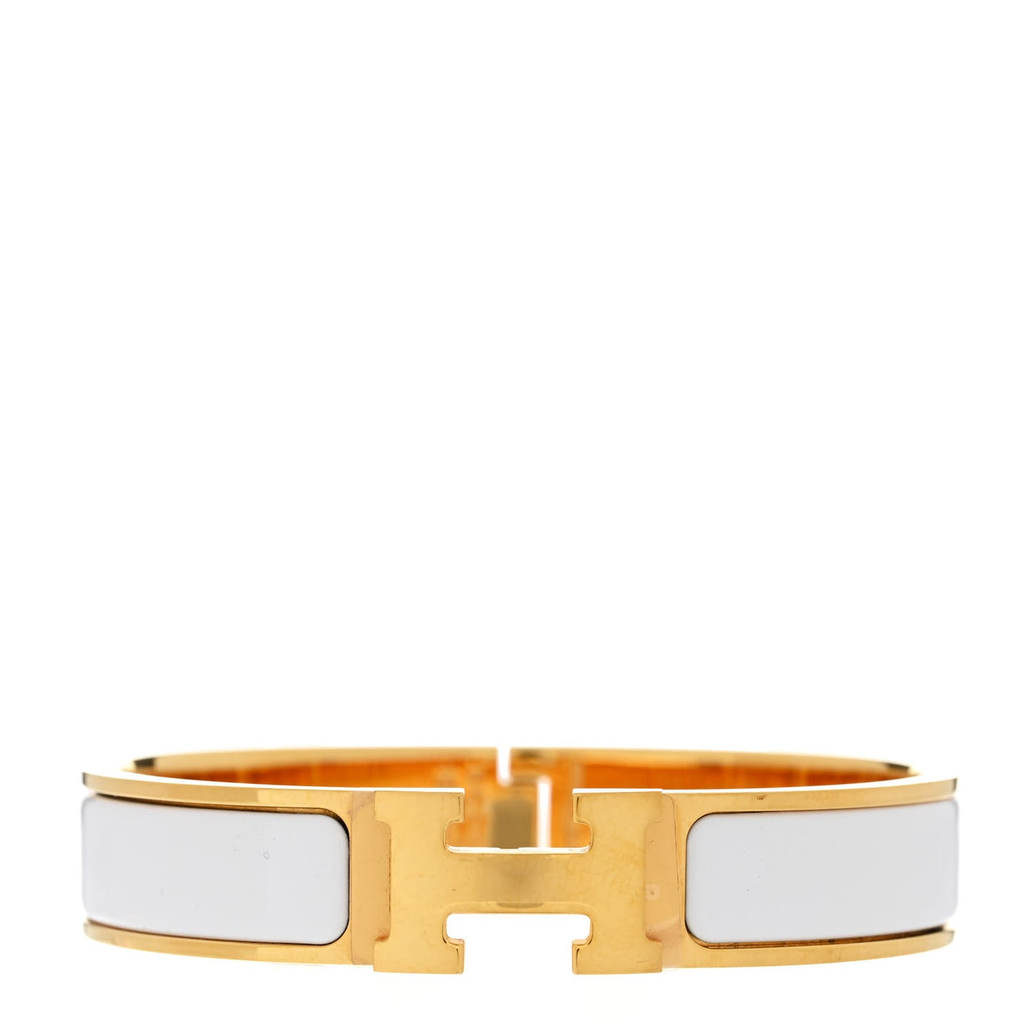 Enamel Narrow Clic Clac H Bracelet PM White