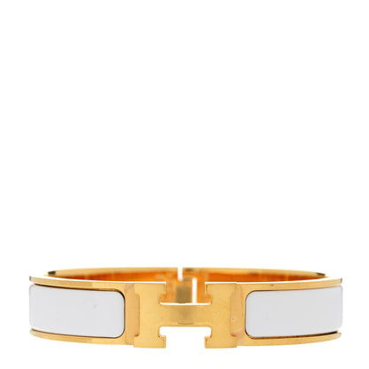 Hermes Enamel Narrow Clic Clac H Bracelet PM White 1 of 5