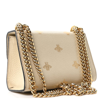 Gucci Grained Calfskin Bee Star Small Padlock Shoulder Bag White 3 of 10