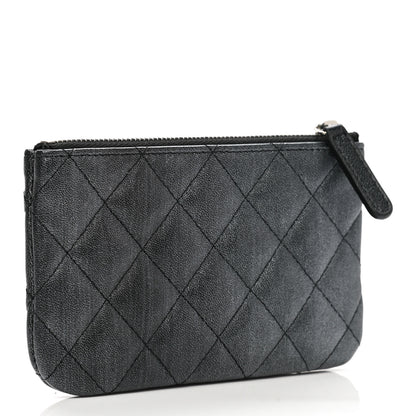Chanel Metallic Goatskin Quilted Small Cosmetic Case Dark Grey 3 of 8