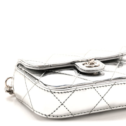Chanel Mirror Calfskin Small Top Handle Clutch With Chain Silver 9 of 10