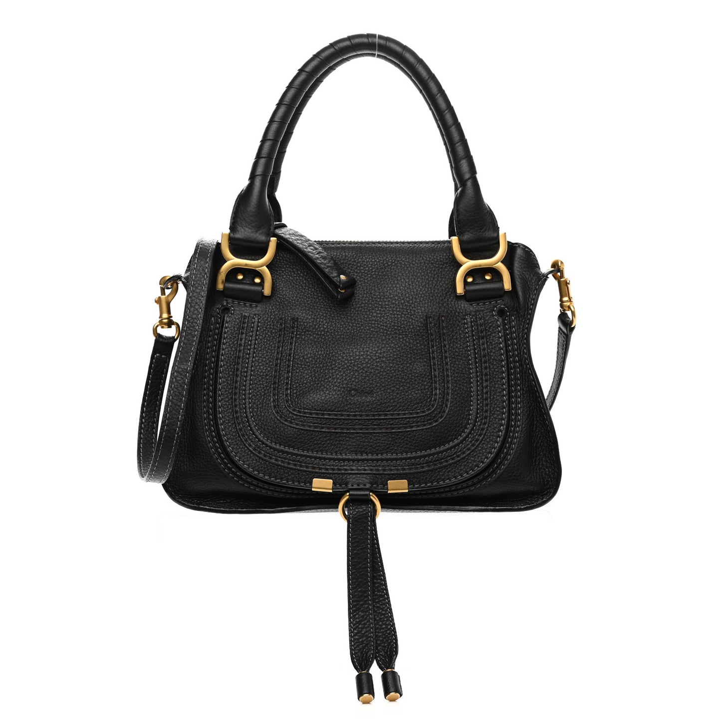Calfskin Small Marcie Satchel Black
