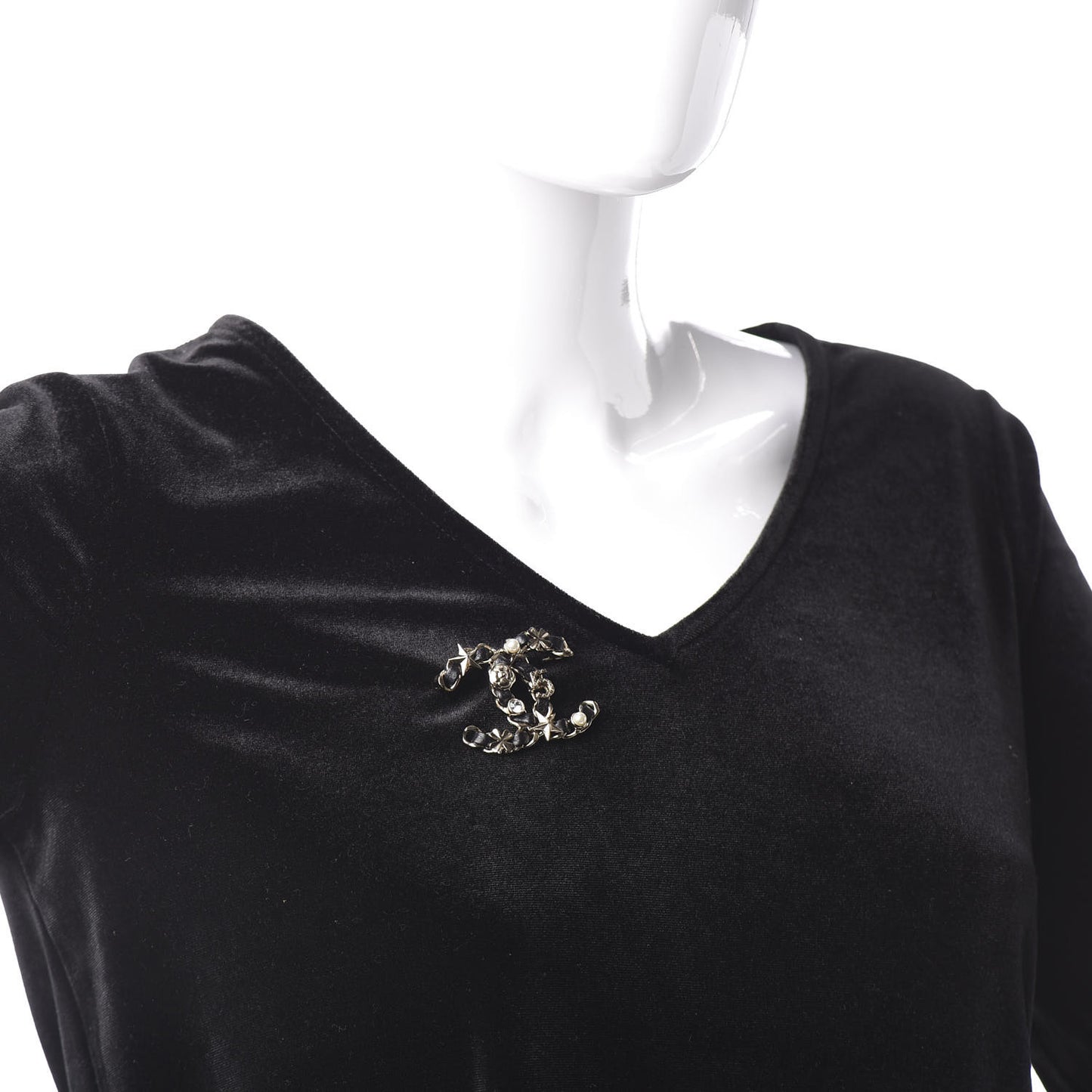 Lambskin Pearl Strass Sergeant Brooch Gold