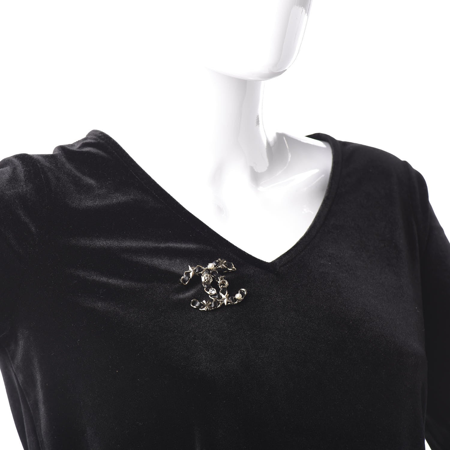 Chanel Lambskin Pearl Strass Sergeant Brooch Gold 2 of 5