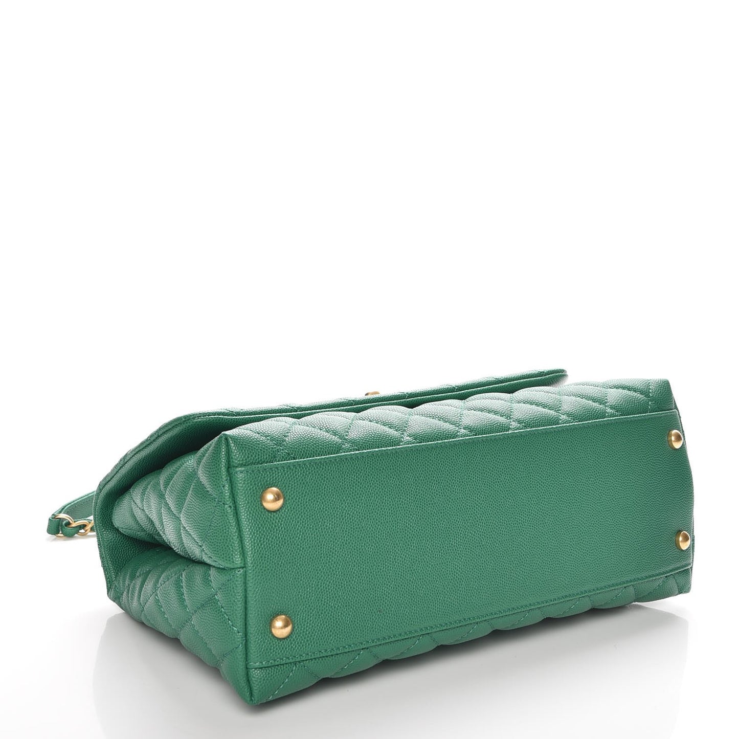 Caviar Quilted Small Coco Handle Flap Green