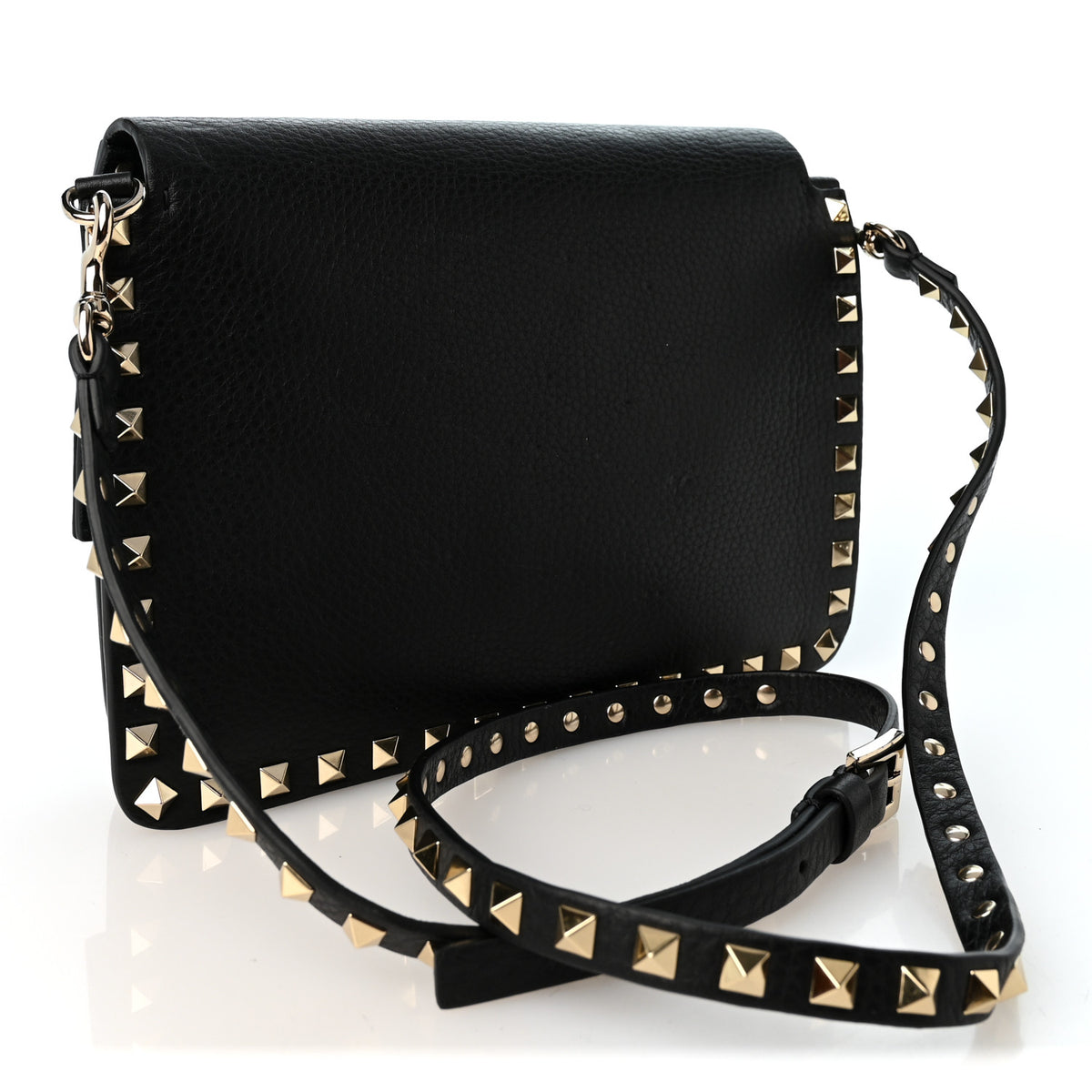 Vitello Rockstud Side Slip Crossbody Black