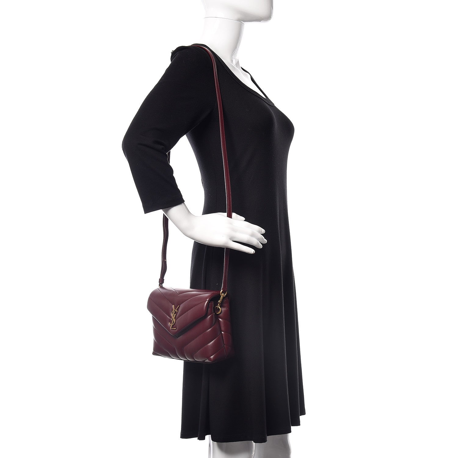 Saint Laurent Calfskin Y Quilted Monogram Toy Loulou Monogram Crossbody Bag Rouge Legion 2 of 11