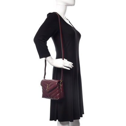 Saint Laurent Calfskin Y Quilted Monogram Toy Loulou Monogram Crossbody Bag Rouge Legion 2 of 11