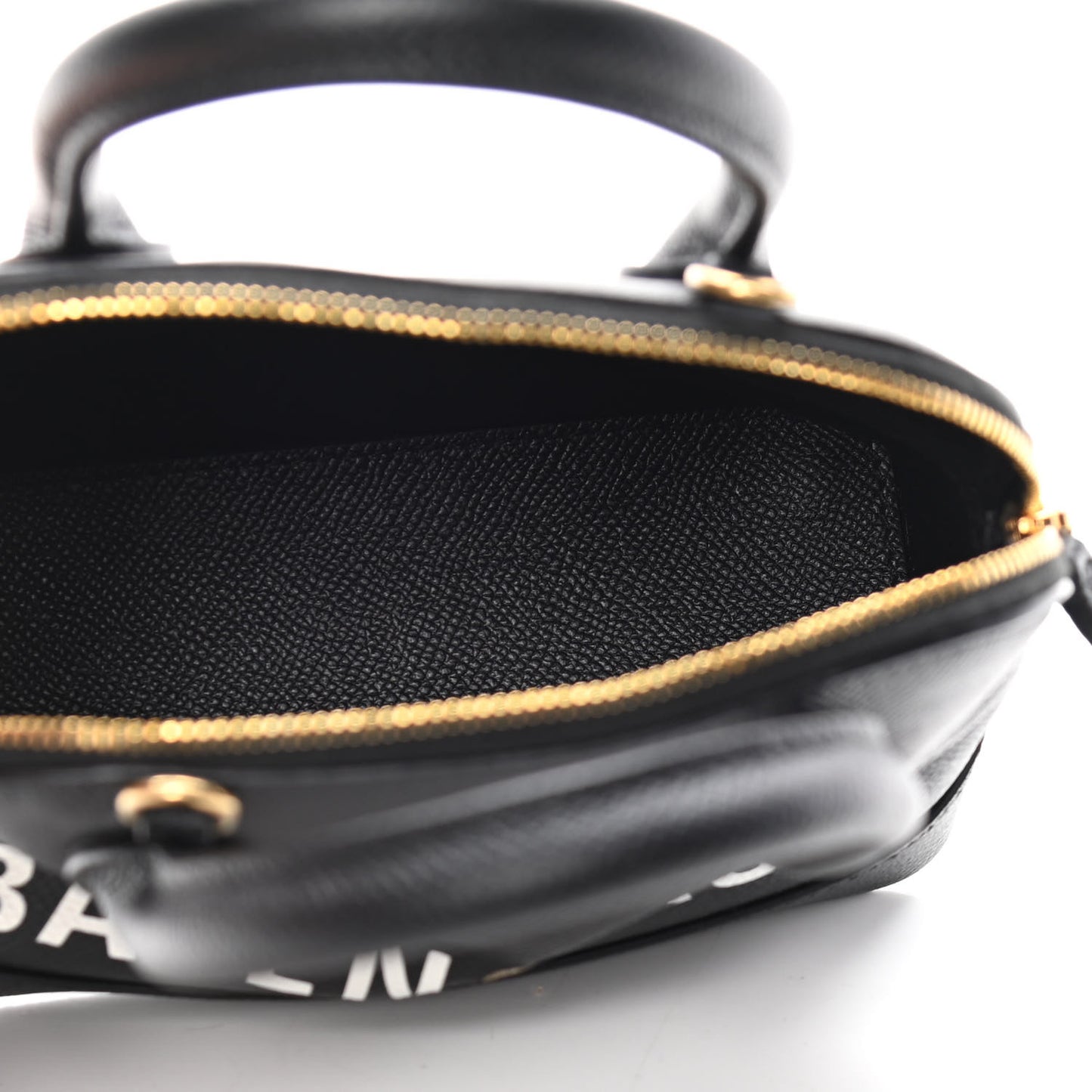 Signature Grained Calfskin XXS Ville Top Handle Bag Black White