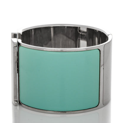 Hermes Enamel Extra Wide Clic Clac H Bracelet PM Lagon White 4 of 6