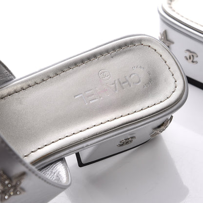 Chanel Iridescent Calfskin Crystal Stars Mules 39.5 Silver 11 of 12