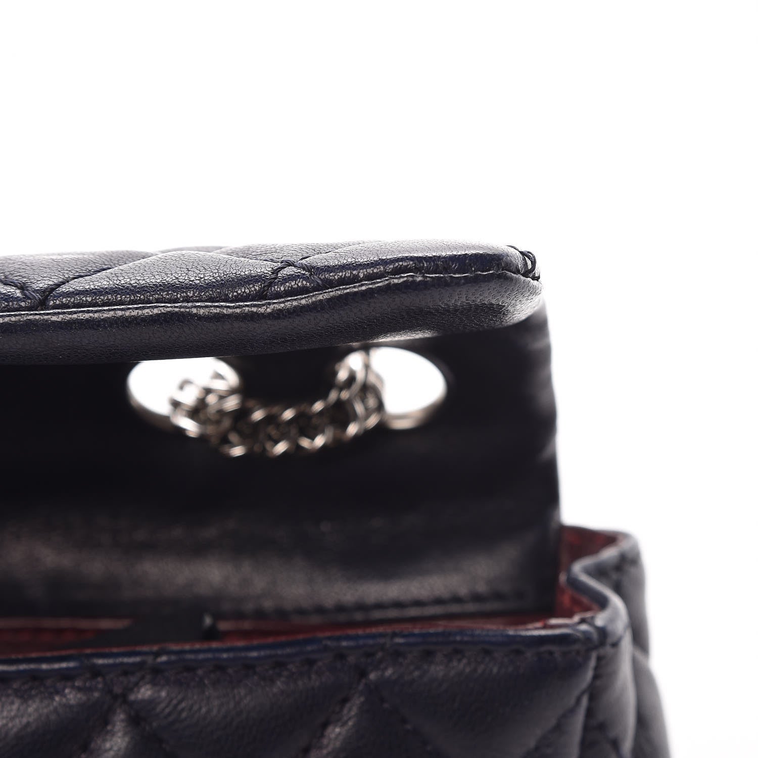 Chanel Lambskin Quilted East West Flap Bijoux Chain Navy Blue 10 of 14