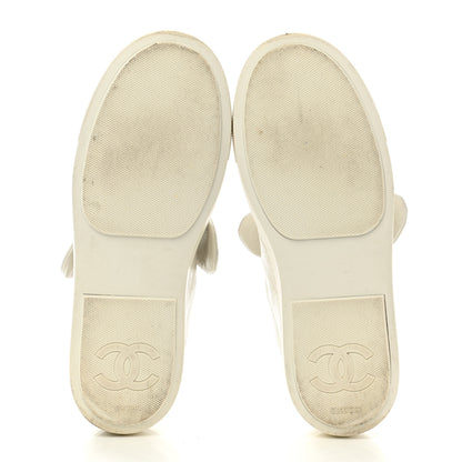 Chanel Crumpled Calfskin Womens CC Bow Sneakers 37.5 White 5 of 8